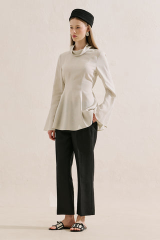 Linen Blend High Neck Tunic Stone