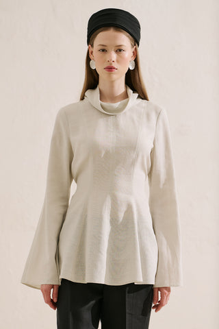 Linen Blend High Neck Tunic Stone