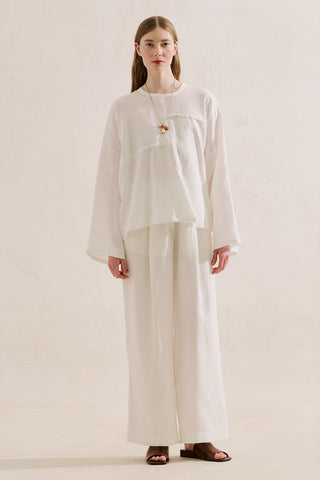 Linen Wide Sleeve Blouse Ecru