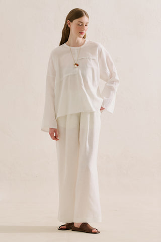 Linen Wide Sleeve Blouse Ecru