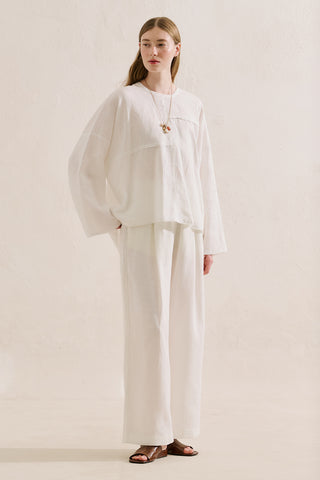 Linen Wide Sleeve Blouse Ecru