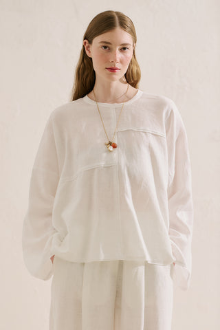 Linen Wide Sleeve Blouse Ecru
