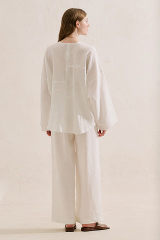Linen Wide Sleeve Blouse Ecru