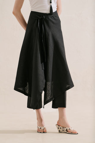 Linen Tie Pareo Black