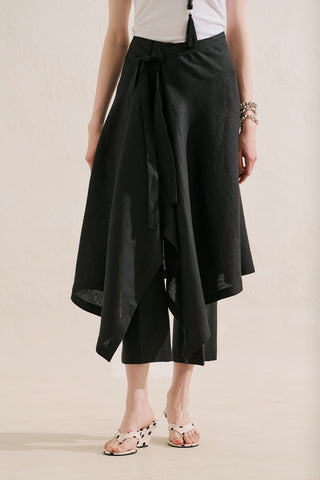 Linen Tie Pareo Black
