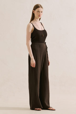 Muslin Wrap Trousers Dark Brown