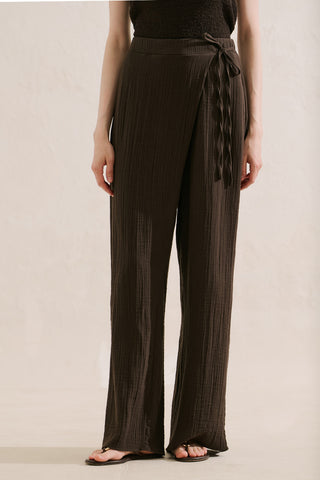 Muslin Wrap Trousers Dark Brown