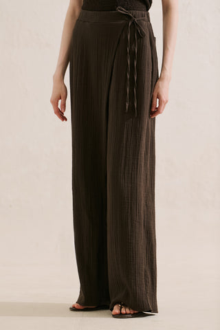 Muslin Wrap Trousers Dark Brown