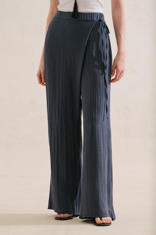 Muslin Wrap Trousers Indigo