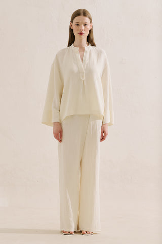 Muslin Wide Sleeve Blouse Ecru