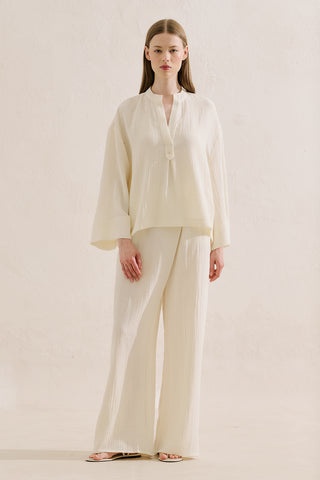 Muslin Wide Sleeve Blouse Ecru