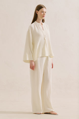 Muslin Wide Sleeve Blouse Ecru