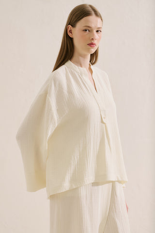 Muslin Wide Sleeve Blouse Ecru