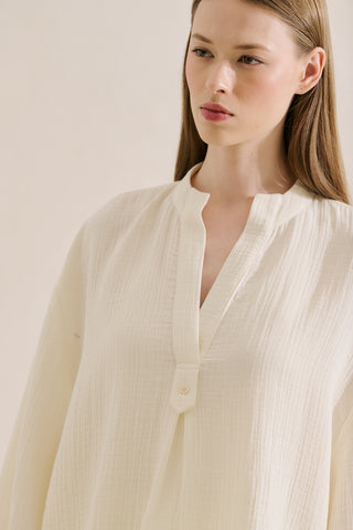 Muslin Wide Sleeve Blouse Ecru