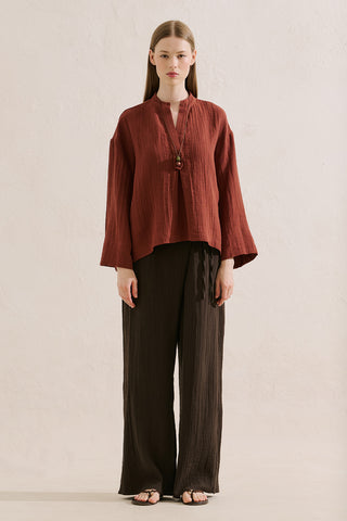 Muslin Wide Sleeve Blouse Tile
