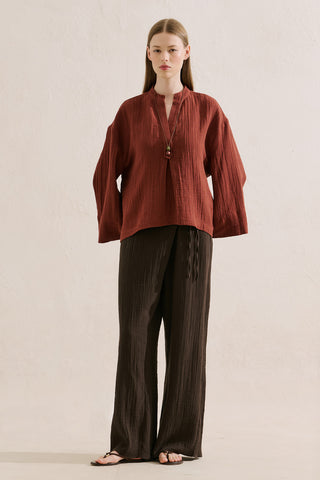 Muslin Wide Sleeve Blouse Tile