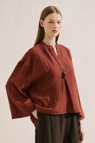 Muslin Wide Sleeve Blouse Tile