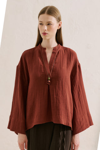 Muslin Wide Sleeve Blouse Tile