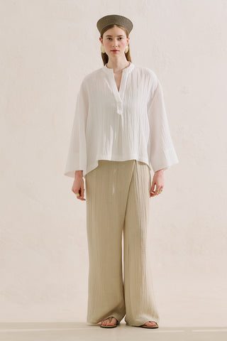 Muslin Wide Sleeve Blouse White