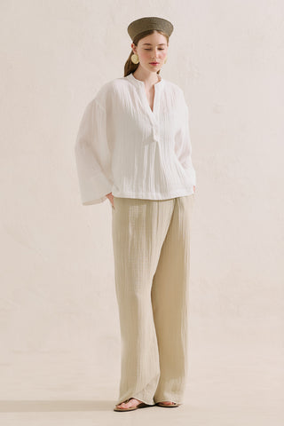 Muslin Wide Sleeve Blouse White