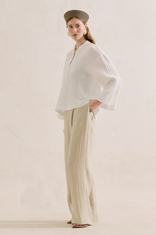 Muslin Wide Sleeve Blouse White