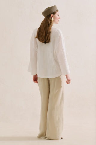 Muslin Wide Sleeve Blouse White