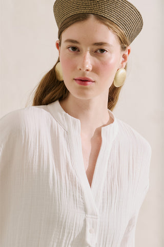 Muslin Wide Sleeve Blouse White