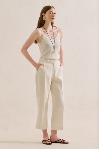 Classic Straight Leg Trousers Beige