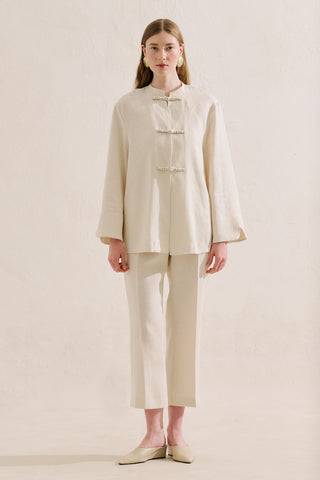 Linen Tie Detail Jacket Beige