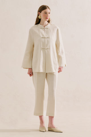 Linen Tie Detail Jacket Beige