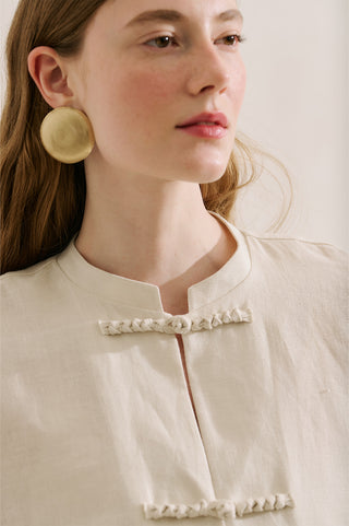 Linen Tie Detail Jacket Beige