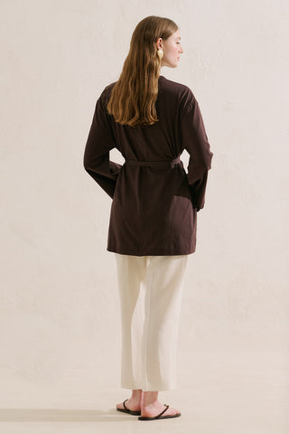 Embroidered Wide Sleeve Blouse Brown