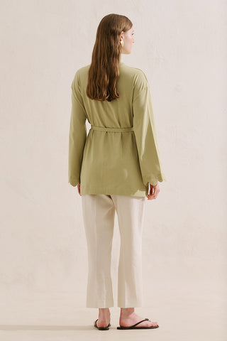Embroidered Wide Sleeve Blouse Pastel Yellow
