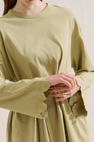 Embroidered Wide Sleeve Blouse Pastel Yellow