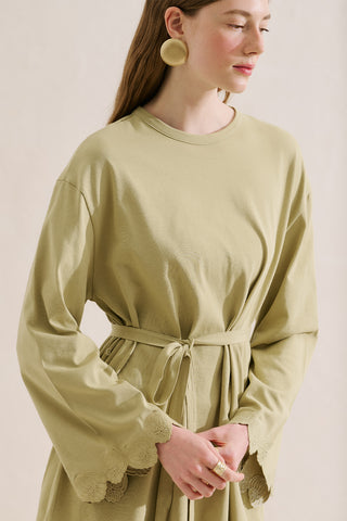 Embroidered Wide Sleeve Blouse Pastel Yellow