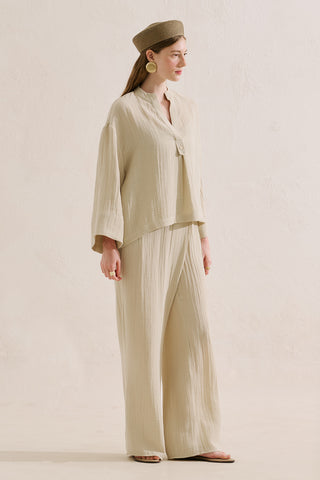 Muslin Wide Sleeve Blouse Sand