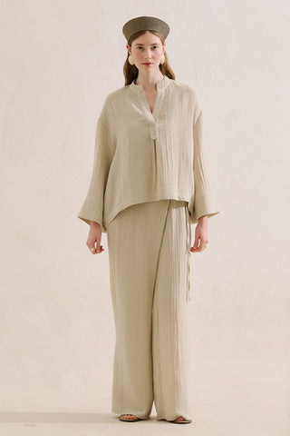 Muslin Wide Sleeve Blouse Sand
