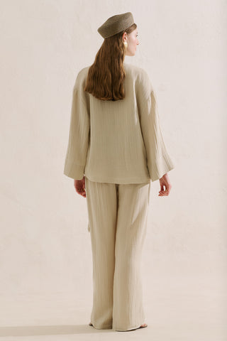 Muslin Wide Sleeve Blouse Sand