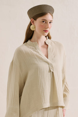 Muslin Wide Sleeve Blouse Sand