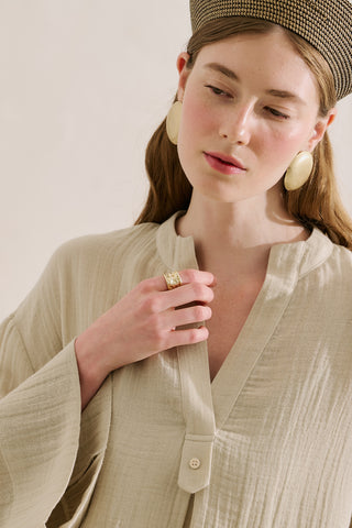 Muslin Wide Sleeve Blouse Sand