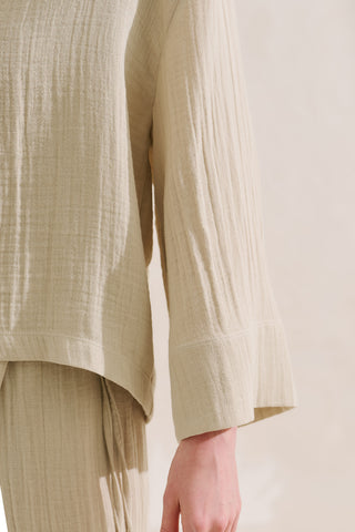 Muslin Wide Sleeve Blouse Sand
