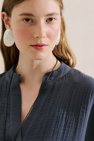 Muslin Wide Sleeve Blouse Indigo