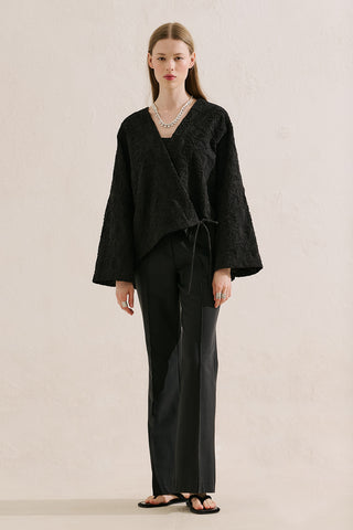 Premium Embroidered Kimono Black