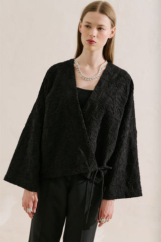 Premium Embroidered Kimono Black