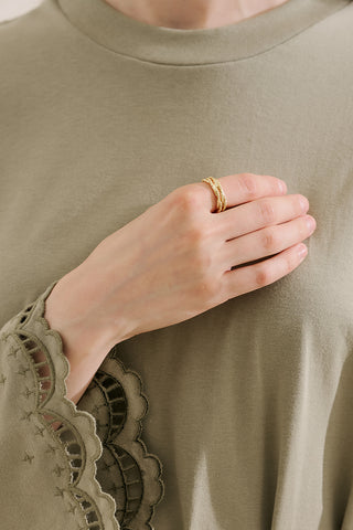 Fine Braided Matte Finish Ring Gold