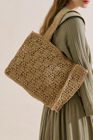 Haley Straw Bag Beige
