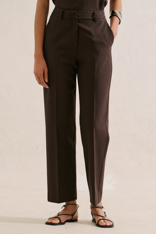 Classic Straight Leg Trousers Brown