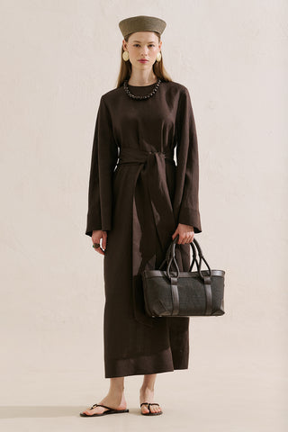 Luca Woven Handle Statement Bag Black