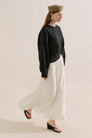 Linen Cape Style Shirt Black