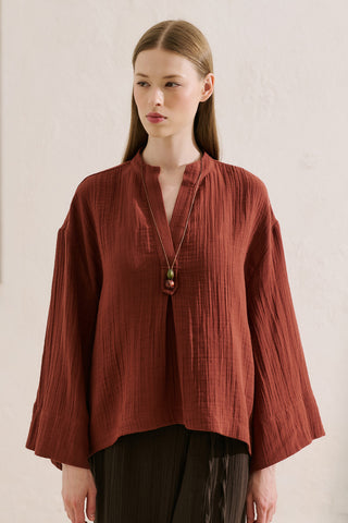 Muslin Wide Sleeve Blouse Tile